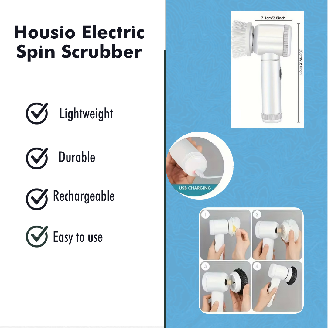 Housio Electric Spin Scrubber, Efficient & Powerful & Easy